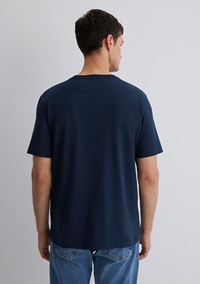 MAVİ - M0612990-70490 Erkek Lacivert Baskılı T-Shirt