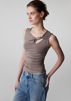 İPEKYOL - IS1260070063 Kadın Bej Basic T-Shirt