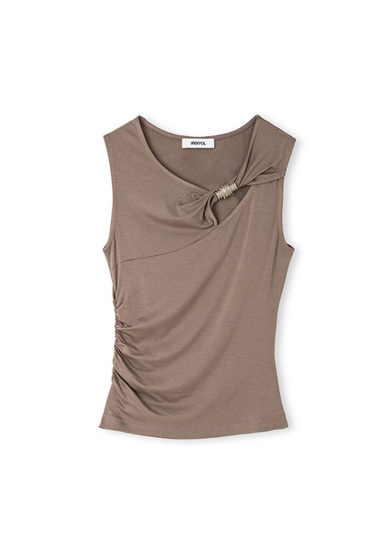 İPEKYOL - IS1260070063 Kadın Bej Basic T-Shirt