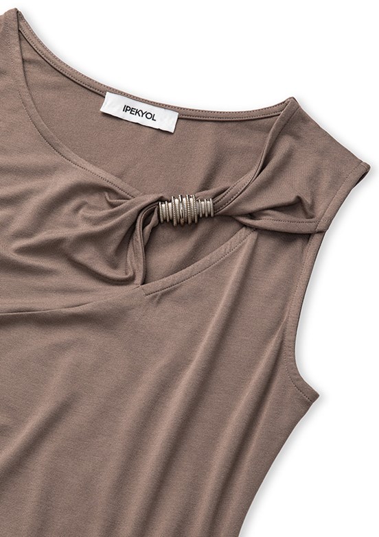İPEKYOL - IS1260070063 Kadın Bej Basic T-Shirt