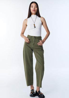 TWİST - TS1260018033 Kadın Yeşil Normal Bel Jean Pantolon