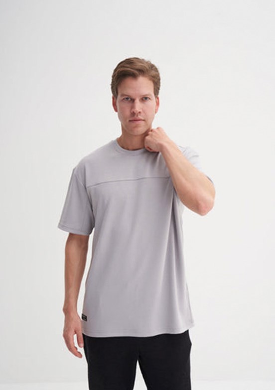 CAZADOR Caz 4007 Erkek Gri Bisiklet Yaka T-Shirt