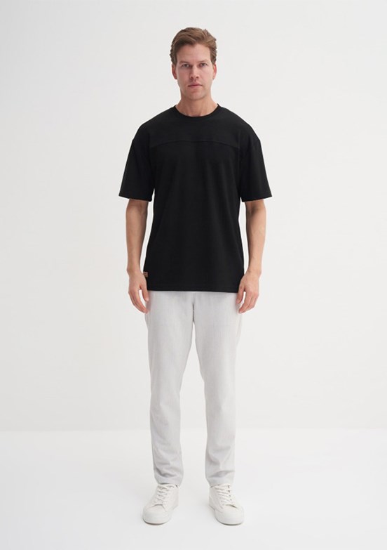 CAZADOR - 40070 Erkek Siyah Bisiklet Yaka T-Shirt