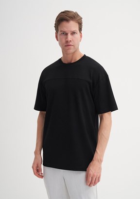 CAZADOR - 40070 Erkek Siyah Bisiklet Yaka T-Shirt