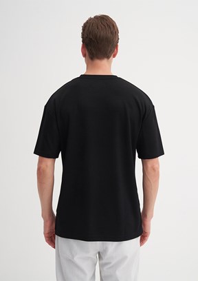 CAZADOR - 40070 Erkek Siyah Bisiklet Yaka T-Shirt