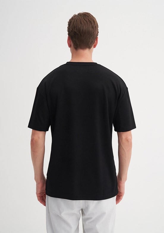 CAZADOR - 40070 Erkek Siyah Bisiklet Yaka T-Shirt