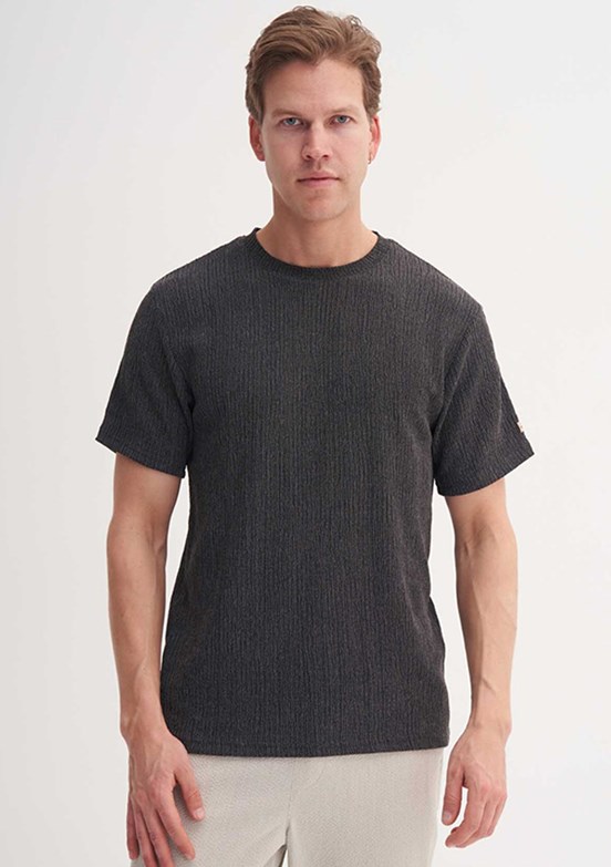 CAZADOR - 40500 Erkek Antrasit Bisiklet Yaka T-Shirt