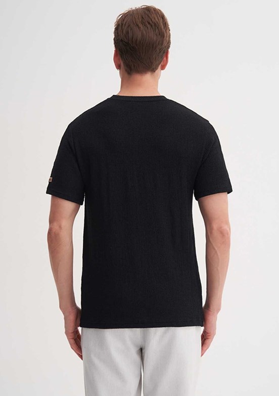 CAZADOR - 40500 Erkek Siyah Bisiklet Yaka T-Shirt