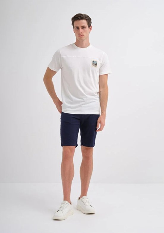 CAZADOR - 40850 Erkek Beyaz Bisiklet Yaka T-Shirt