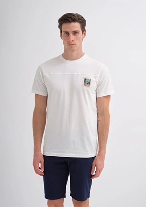 CAZADOR - 40850 Erkek Beyaz Bisiklet Yaka T-Shirt