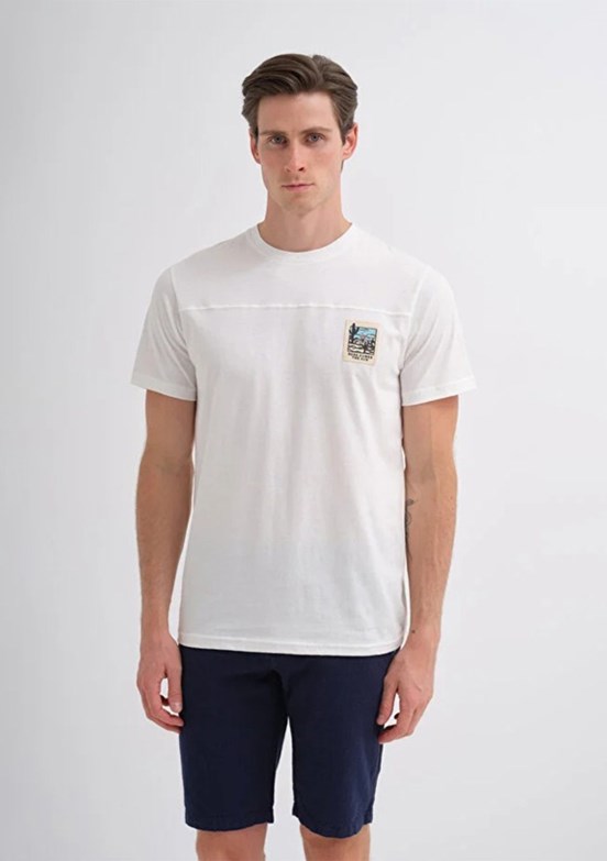 CAZADOR - 40850 Erkek Beyaz Bisiklet Yaka T-Shirt
