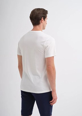 CAZADOR - 40850 Erkek Beyaz Bisiklet Yaka T-Shirt