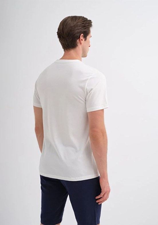 CAZADOR - 40850 Erkek Beyaz Bisiklet Yaka T-Shirt