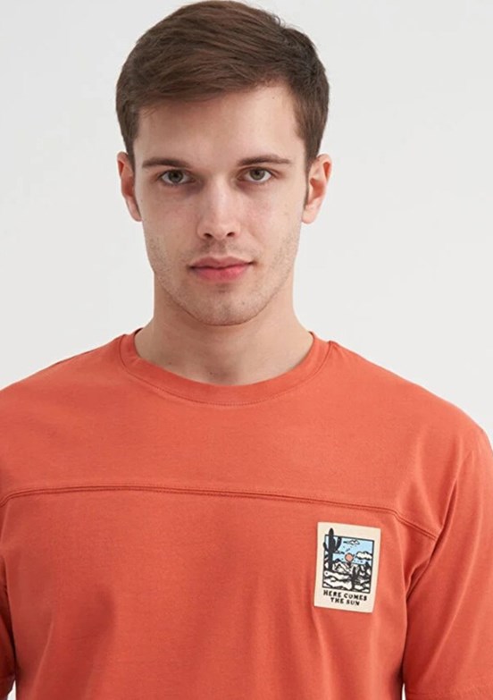 CAZADOR - 40850 Erkek Turuncu Bisiklet Yaka T-Shirt