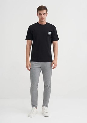 CAZADOR - 40850 Erkek Siyah Bisiklet Yaka T-Shirt