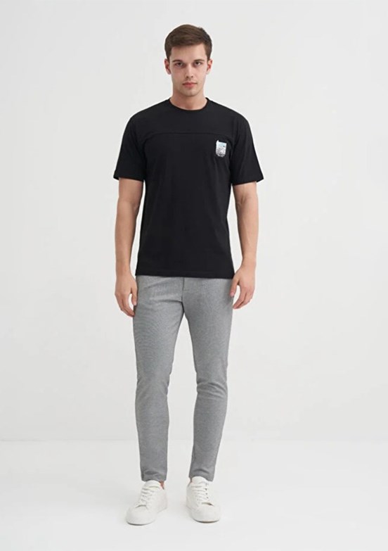 CAZADOR - 40850 Erkek Siyah Bisiklet Yaka T-Shirt