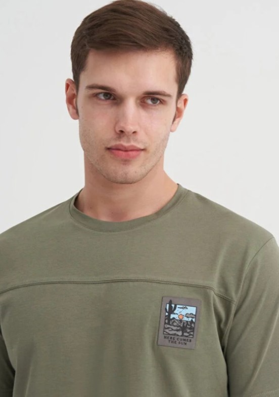 CAZADOR - 40850 Erkek Yeşil Bisiklet Yaka T-Shirt