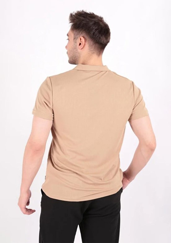 CAZADOR - 41830 Erkek Bej Bisiklet Yaka T-Shirt