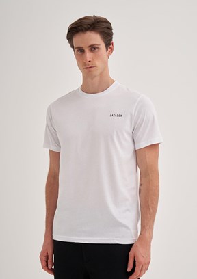 CAZADOR - 42330 Erkek Beyaz Bisiklet Yaka T-Shirt