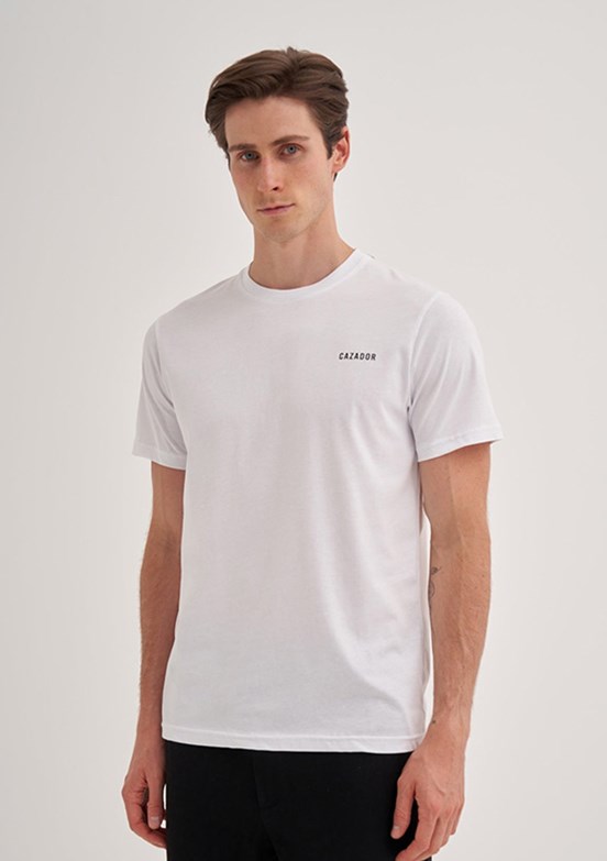 CAZADOR - 42330 Erkek Beyaz Bisiklet Yaka T-Shirt