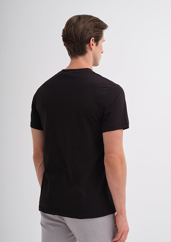CAZADOR - 42330 Erkek Siyah Bisiklet Yaka T-Shirt
