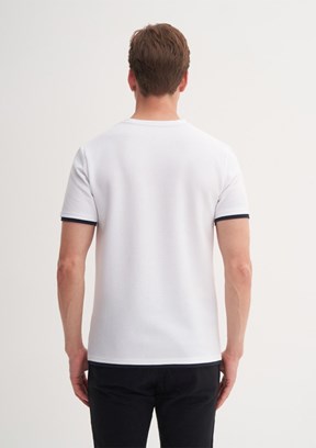 CAZADOR - 42430 Erkek Beyaz Bisiklet Yaka T-Shirt