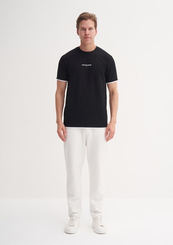 CAZADOR - 42430 Erkek Siyah Bisiklet Yaka T-Shirt