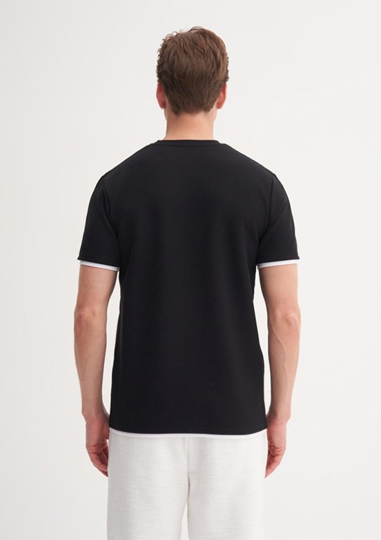 CAZADOR - 42430 Erkek Siyah Bisiklet Yaka T-Shirt