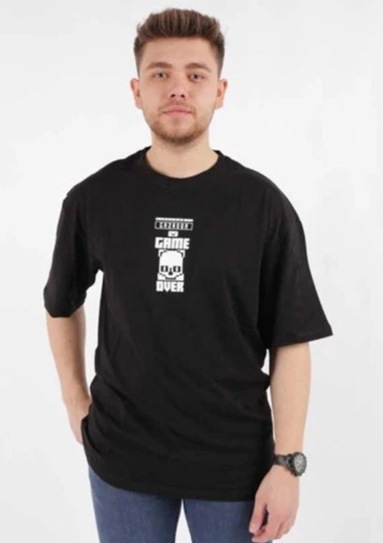 CAZADOR - 44170 Erkek Siyah Bisiklet Yaka T-Shirt