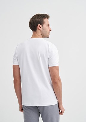 CAZADOR - 46200 Erkek Beyaz Bisiklet Yaka T-Shirt