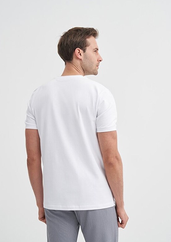 CAZADOR - 46200 Erkek Beyaz Bisiklet Yaka T-Shirt