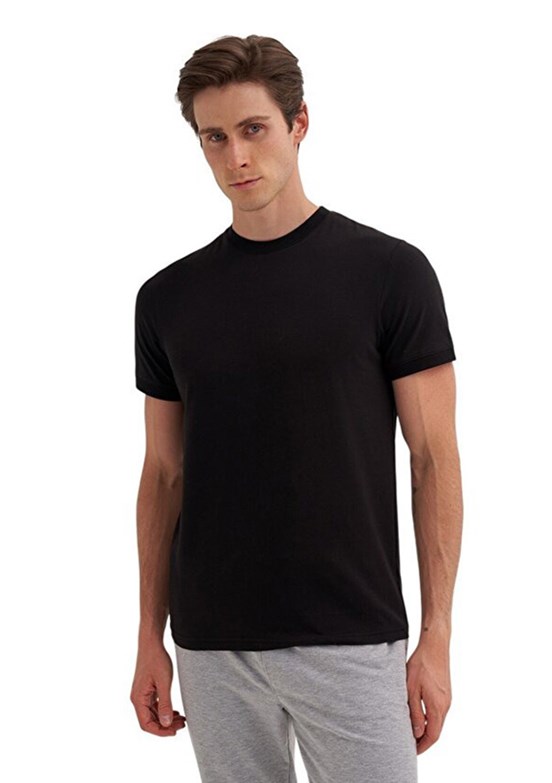 CAZADOR - 46200 Erkek Siyah Bisiklet Yaka T-Shirt