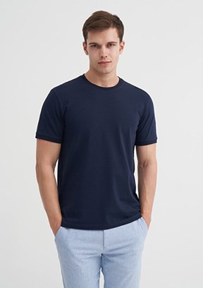 CAZADOR - 46200 Erkek Lacivert Bisiklet Yaka T-Shirt