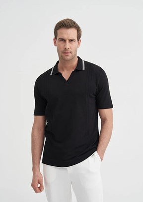 CAZADOR - 30370 Erkek Siyah Triko T-Shirt