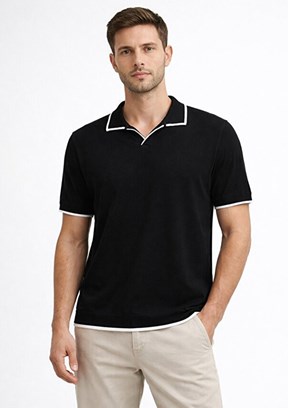 CAZADOR - 34125 Erkek Siyah Triko T-Shirt