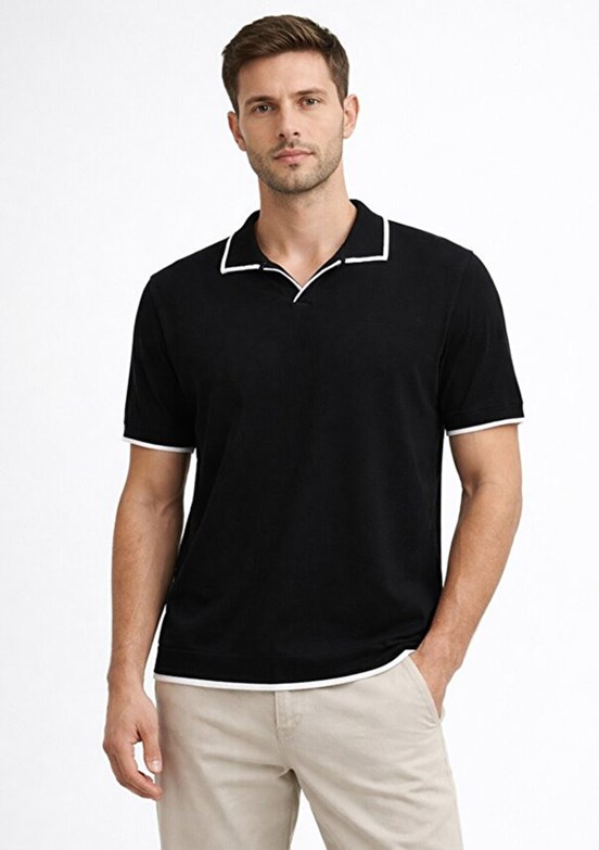 CAZADOR - 34125 Erkek Siyah Triko T-Shirt