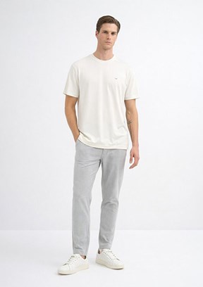 CAZADOR - 44105 Erkek Beyaz Bisiklet Yaka T-Shirt