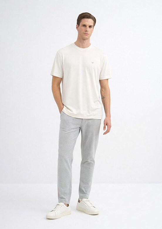 CAZADOR - 44105 Erkek Beyaz Bisiklet Yaka T-Shirt