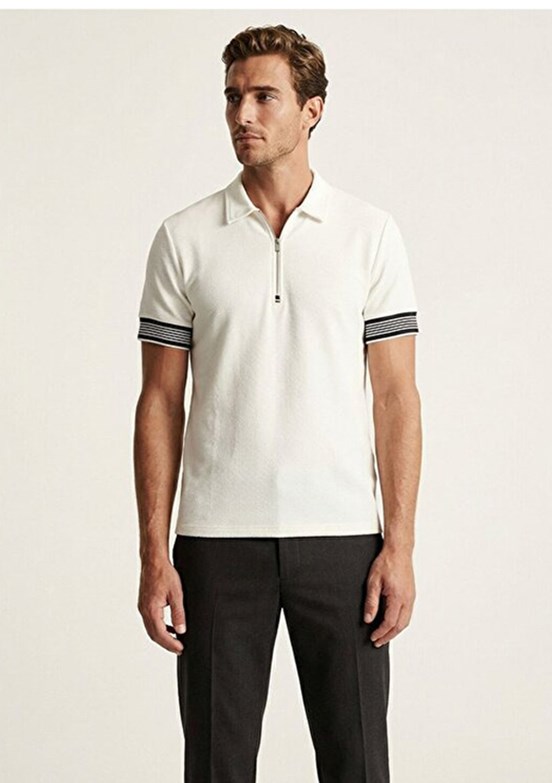 CAZADOR - 44715 Erkek Beyaz Polo Yaka T-Shirt