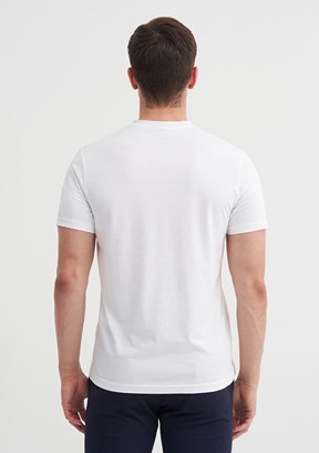 CAZADOR - 46240 Erkek Beyaz V Yaka T-Shirt