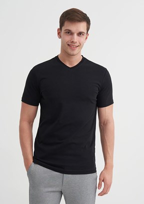 CAZADOR - 46240 Erkek Siyah V Yaka T-Shirt
