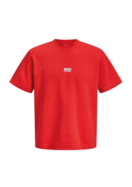 JACK JONES Jcobreeze - 12298989 Erkek Kırmızı Baskılı T-Shirt