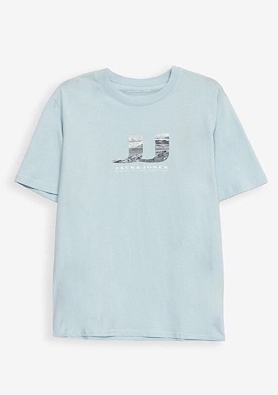 JACK JONES Jcodust - 12297849 Erkek Mavi Baskılı T-Shirt