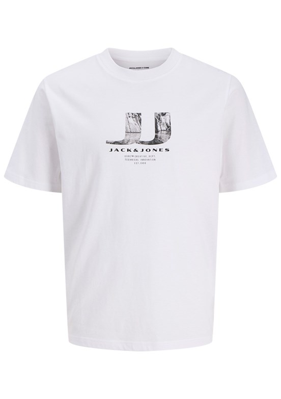 JACK JONES Jcodust - 12297849 Erkek Beyaz Baskılı T-Shirt