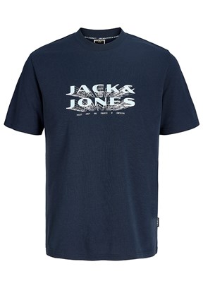 JACK JONES Mavi Erkek Bisiklet Yaka T-Shirt