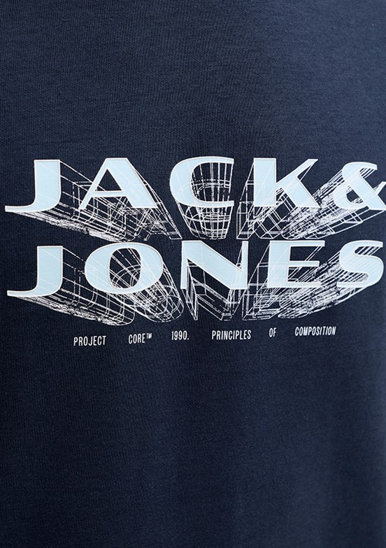 JACK JONES Mavi Erkek Bisiklet Yaka T-Shirt
