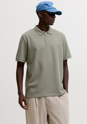 JACK JONES Jjeaustin - 12279177 Erkek Gri Polo Yaka T-Shirt