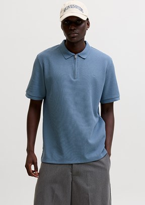 JACK JONES Jjeaustin - 12279177 Erkek Mavi Polo Yaka T-Shirt