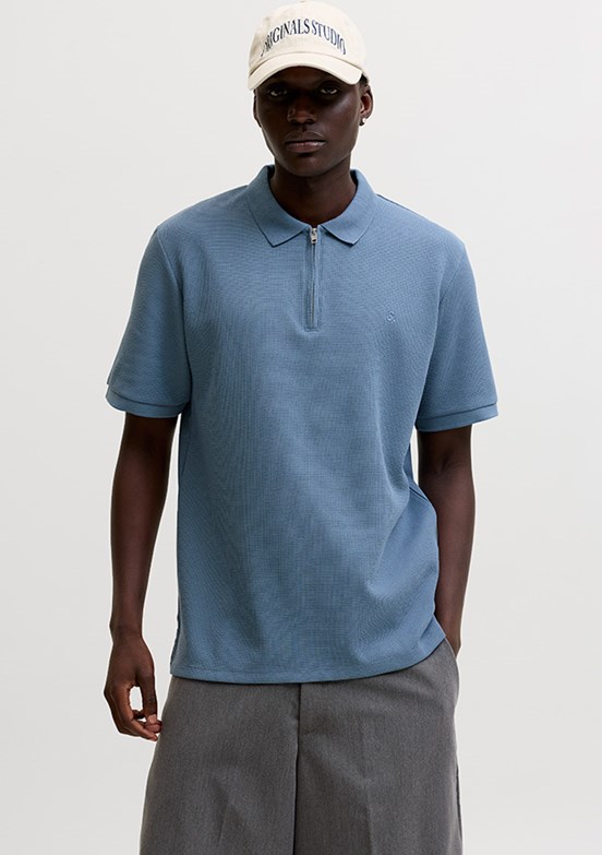 JACK JONES Jjeaustin - 12279177 Erkek Mavi Polo Yaka T-Shirt