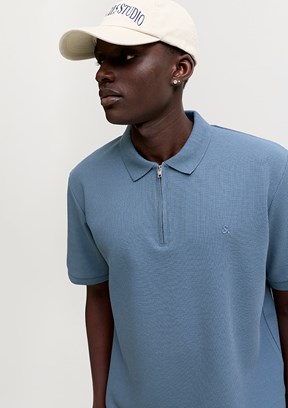 JACK JONES Jjeaustin - 12279177 Erkek Mavi Polo Yaka T-Shirt